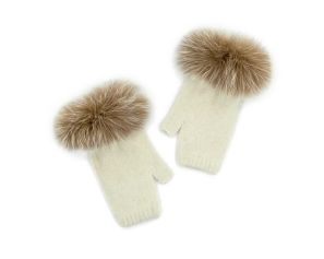 Mitchies Ladies Knit Fur Trimmed Gloves
